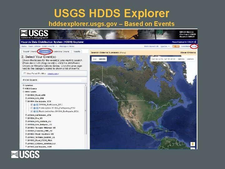 USGS HDDS Explorer hddsexplorer. usgs. gov – Based on Events 