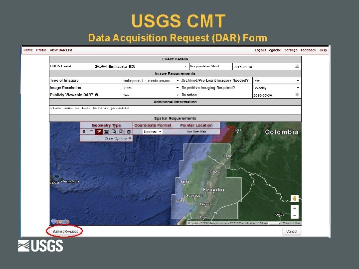 USGS CMT Data Acquisition Request (DAR) Form 