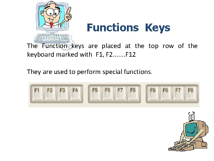 Functions Keys The Function keys are placed at the top row of the keyboard