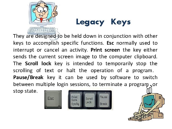 Legacy Keys They are designed to be held down in conjunction with other keys