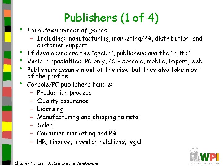  • • • Publishers (1 of 4) Fund development of games – Including: