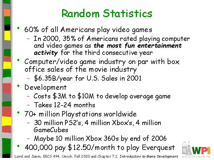 • • Random Statistics 60% of all Americans play video games – In  • • Random Statistics 60% of all Americans play video games – In