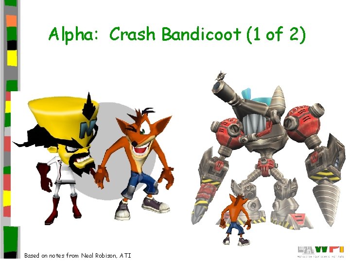 Alpha: Crash Bandicoot (1 of 2) Based on notes from Neal Robison, ATI 