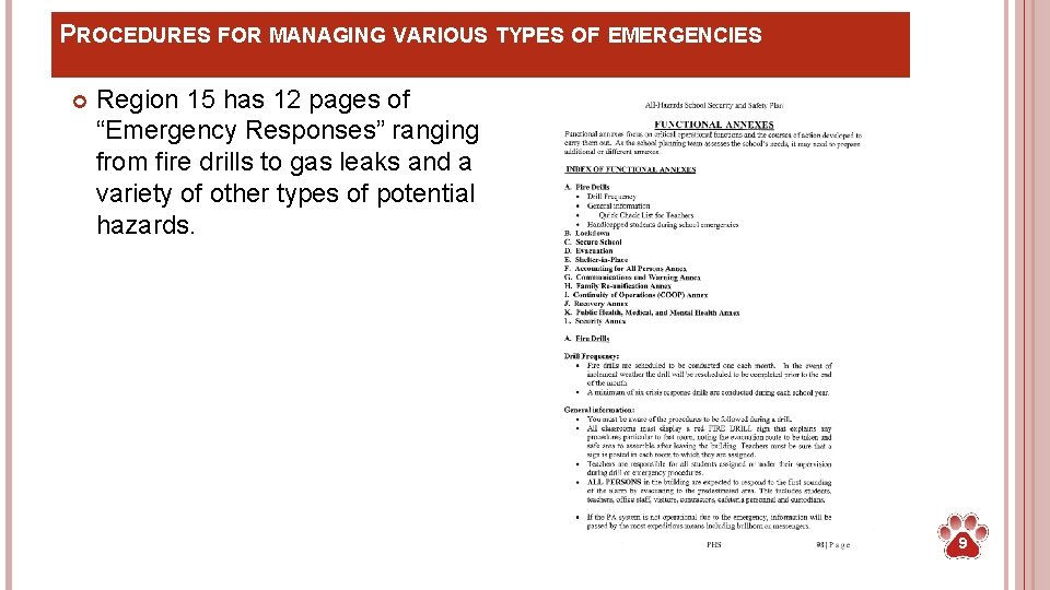 PROCEDURES FOR MANAGING VARIOUS TYPES OF EMERGENCIES Region 15 has 12 pages of “Emergency