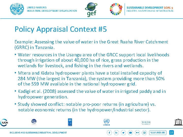 Policy Appraisal Context #5 Example: Assessing the value of water in the Great Ruaha