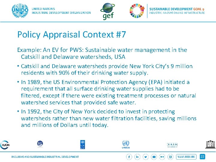 Policy Appraisal Context #7 Example: An EV for PWS: Sustainable water management in the