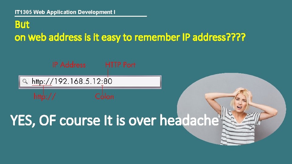 IT 1305 Web Application Development I But on web address is it easy to