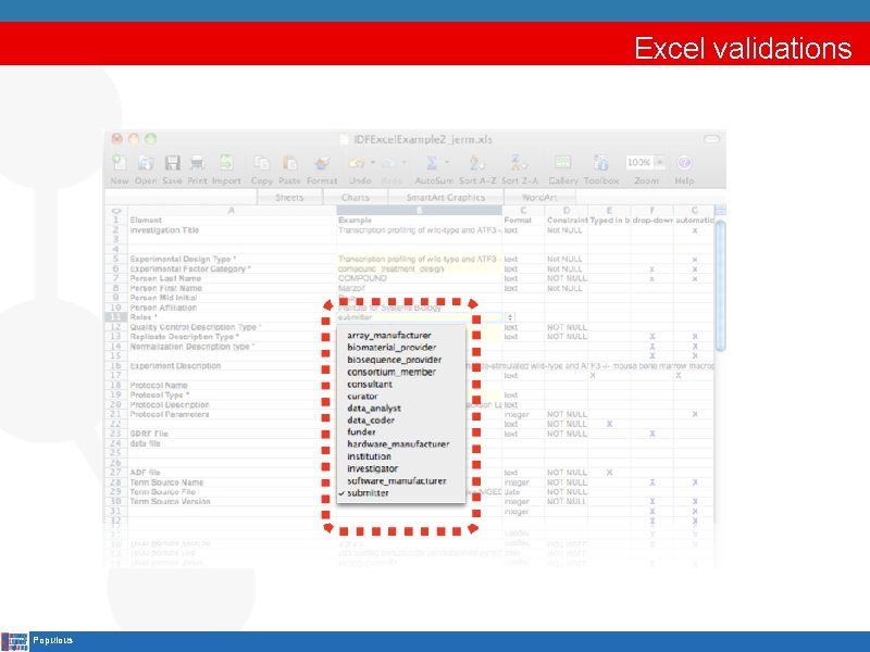 Excel validations Populous 