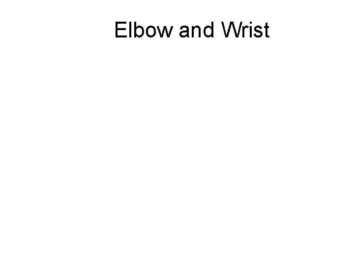 Elbow and Wrist 