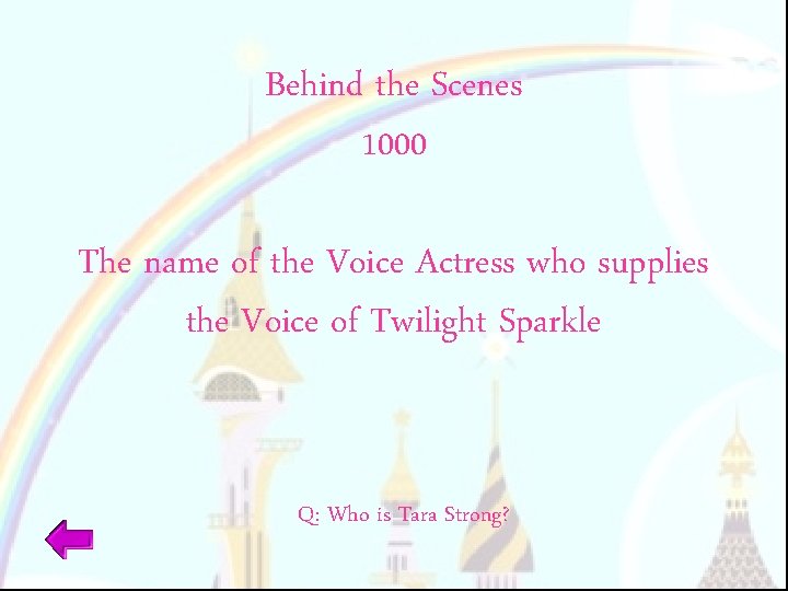 Behind the Scenes 1000 The name of the Voice Actress who supplies the Voice