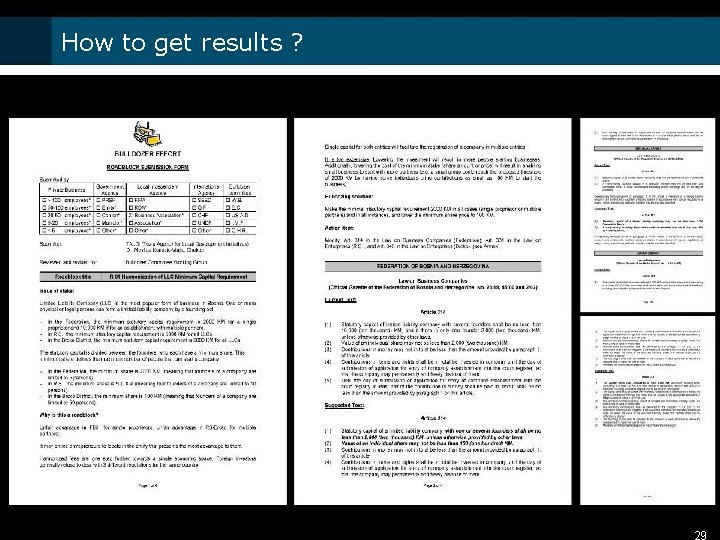 How to get results ? 29 