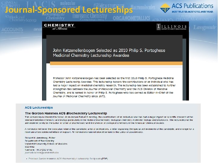 Journal-Sponsored Lectureships Journal-Sponsored Lectureships