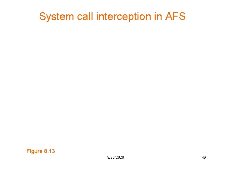 System call interception in AFS Figure 8. 13 9/26/2020 46 