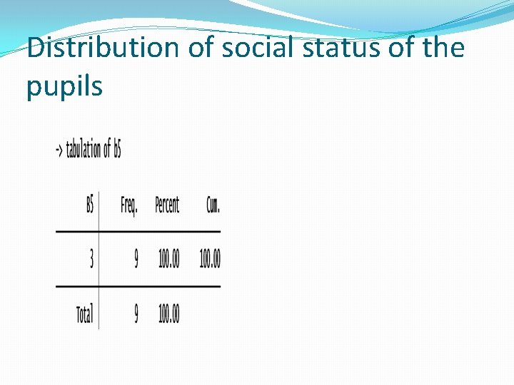 Distribution of social status of the pupils 