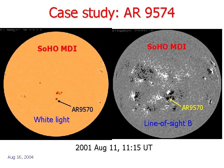 Case study: AR 9574 So. HO MDI AR 9570 White light Line-of-sight B 2001