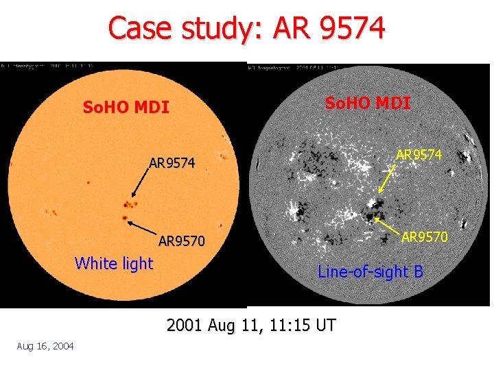 Case study: AR 9574 So. HO MDI AR 9574 AR 9570 White light Line-of-sight