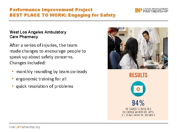 Performance Improvement Project BEST PLACE TO WORK: Engaging for Safety West Los Angeles Ambulatory