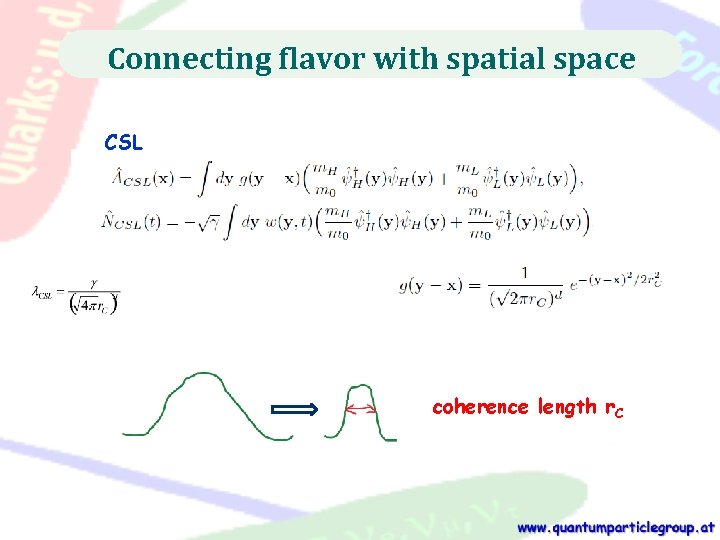Connecting flavor with spatial space CSL coherence length r. C 