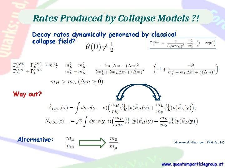 Rates Produced by Collapse Models ? ! Decay rates dynamically generated by classical collapse