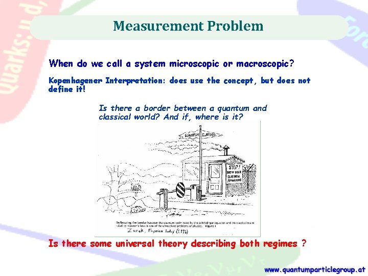 Measurement Problem When do we call a system microscopic or macroscopic? Kopenhagener Interpretation: does