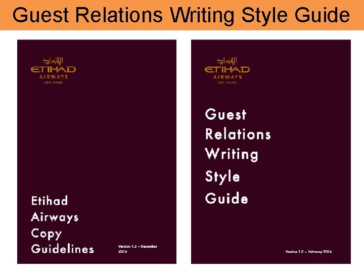 Guest Relations Writing Style Guide 