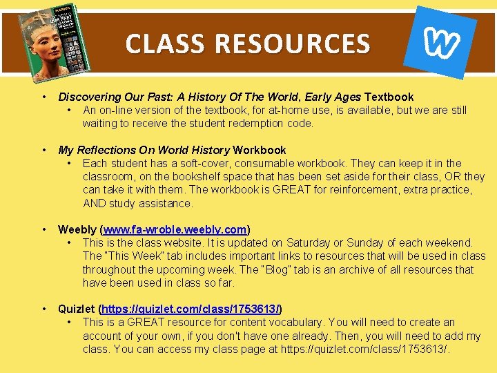 CLASS RESOURCES • Discovering Our Past: A History Of The World, Early Ages Textbook