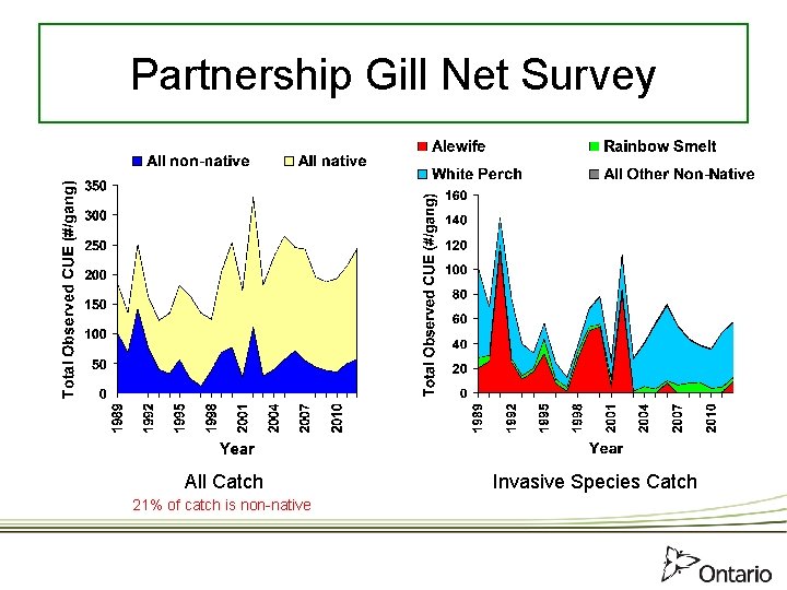 Partnership Gill Net Survey All Catch 21% of catch is non-native Invasive Species Catch