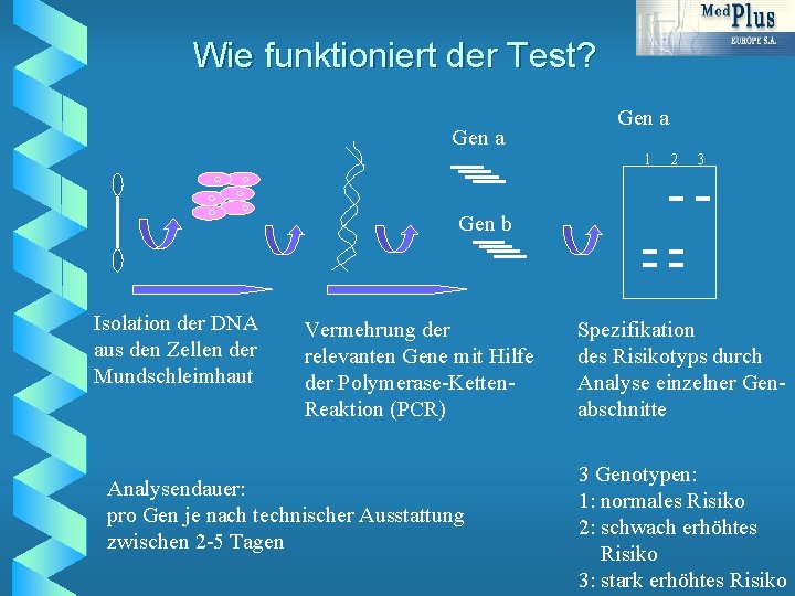 Wie funktioniert der Test? Gen a 1 2 3 Gen b Isolation der DNA