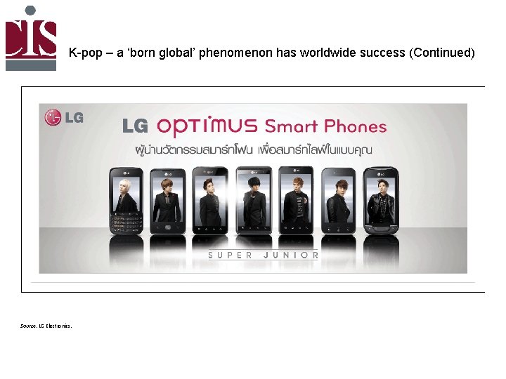 K-pop – a ‘born global’ phenomenon has worldwide success (Continued) Source: LG Electronics. 