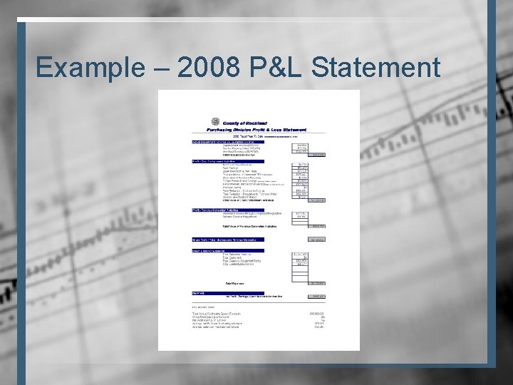Example – 2008 P&L Statement 