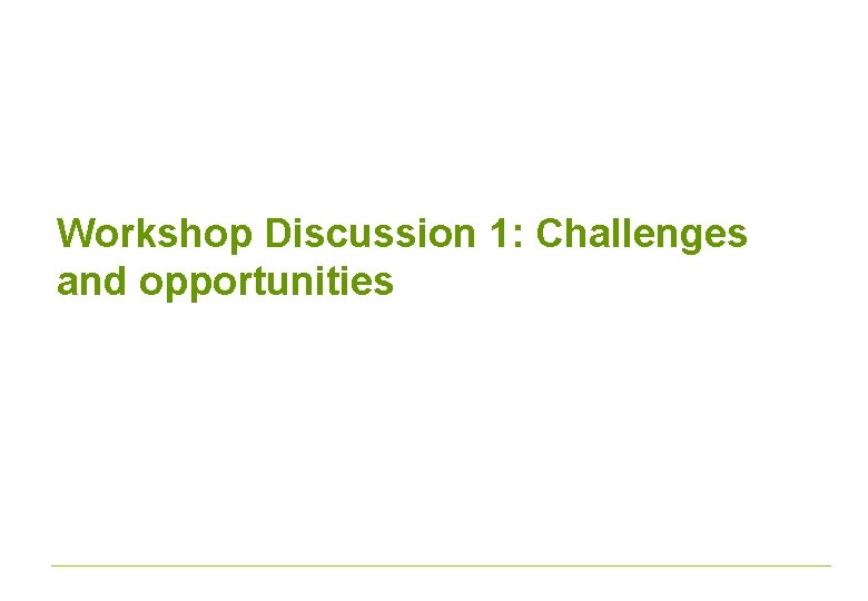 Workshop Discussion 1: Challenges and opportunities 
