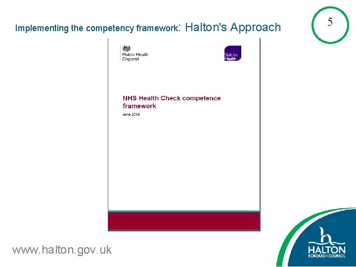 Implementing the competency framework: www. halton. gov. uk Halton's Approach 5 