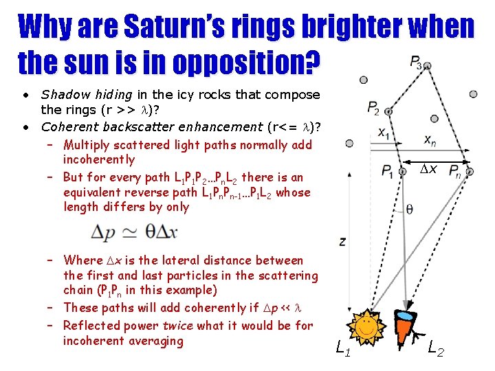 Why are Saturn’s rings brighter when the sun is in opposition? • Shadow hiding