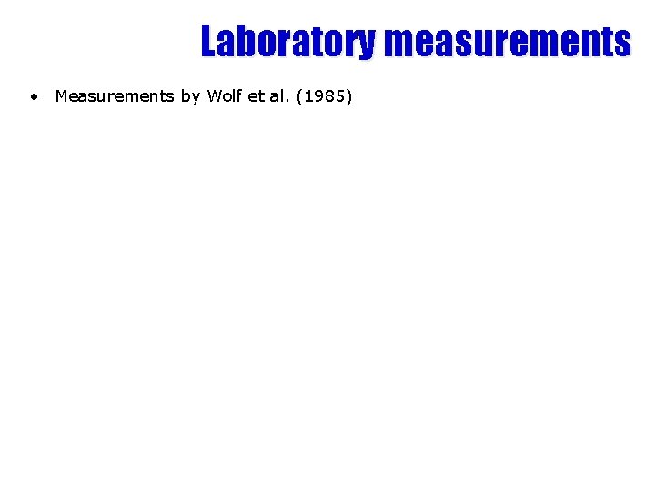 Laboratory measurements • Measurements by Wolf et al. (1985) 