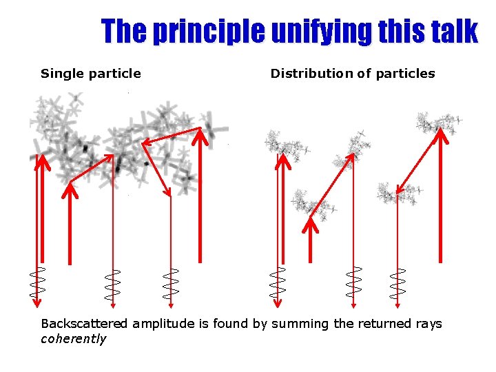 The principle unifying this talk Single particle Distribution of particles Backscattered amplitude is found