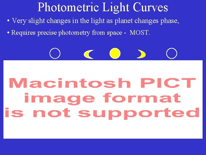 Photometric Light Curves • Very slight changes in the light as planet changes phase,