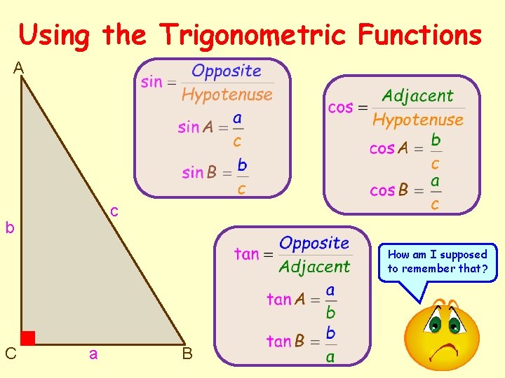 Using the Trigonometric Functions A c b How am I supposed to remember that?