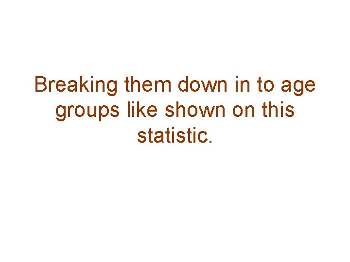 Breaking them down in to age groups like shown on this statistic. 