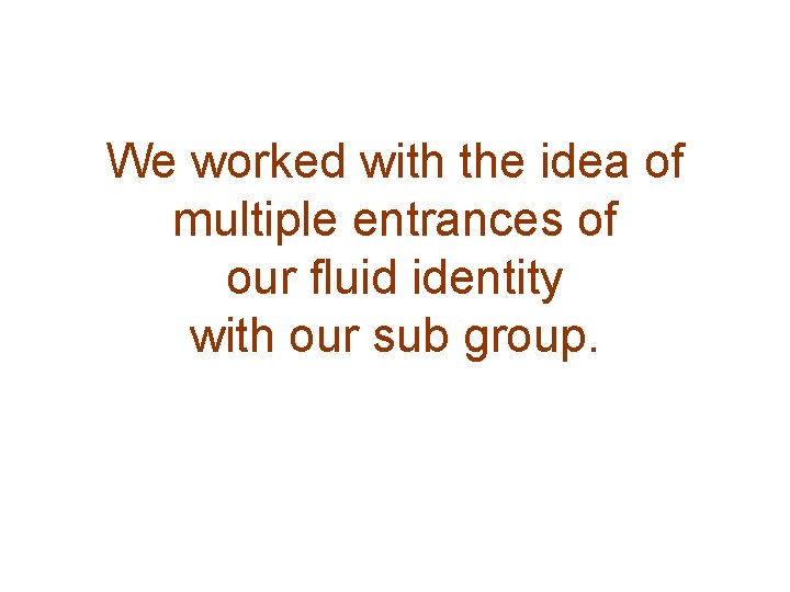 We worked with the idea of multiple entrances of our fluid identity with our