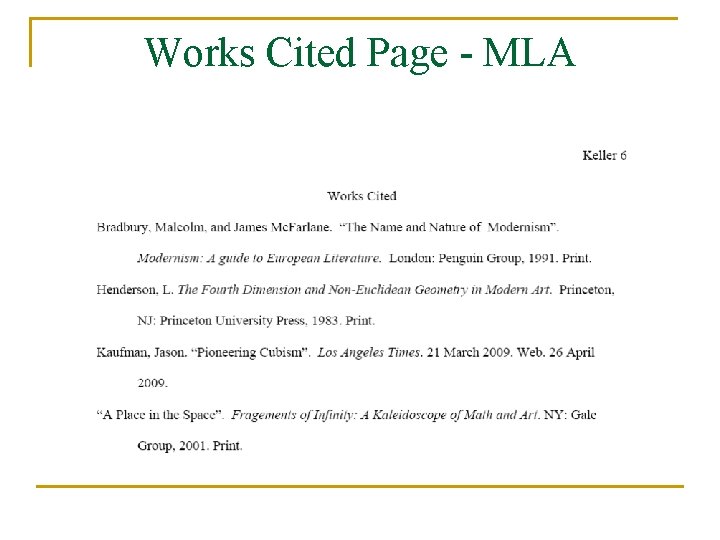 Works Cited Page - MLA 