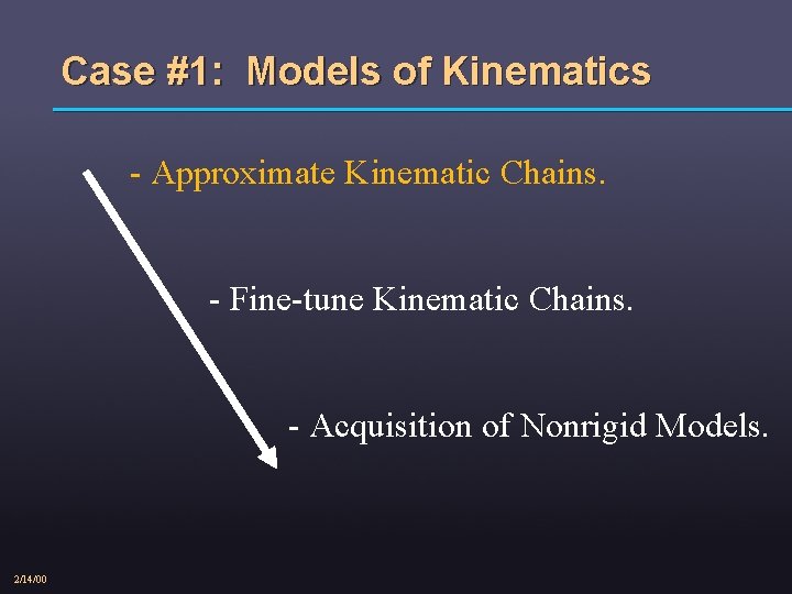Case #1: Models of Kinematics - Approximate Kinematic Chains. - Fine-tune Kinematic Chains. -
