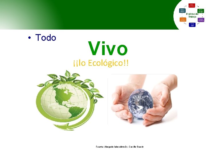  • Todo Vivo ¡¡lo Ecológico!! Fuente: Abogado laboralista Dr. Carrillo Guarin 