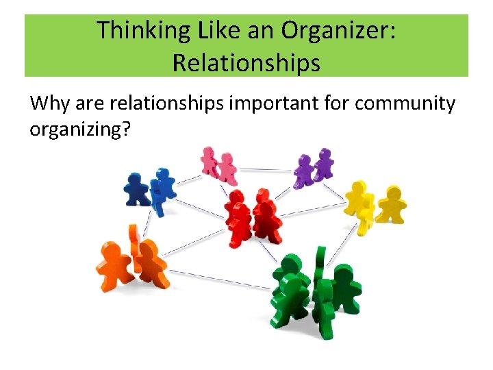 Thinking Like an Organizer: Relationships Why are relationships important for community organizing? 
