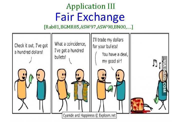 Application III Fair Exchange [Rab 81, BGMR 85, ASW 97, ASW 98, BN 00,