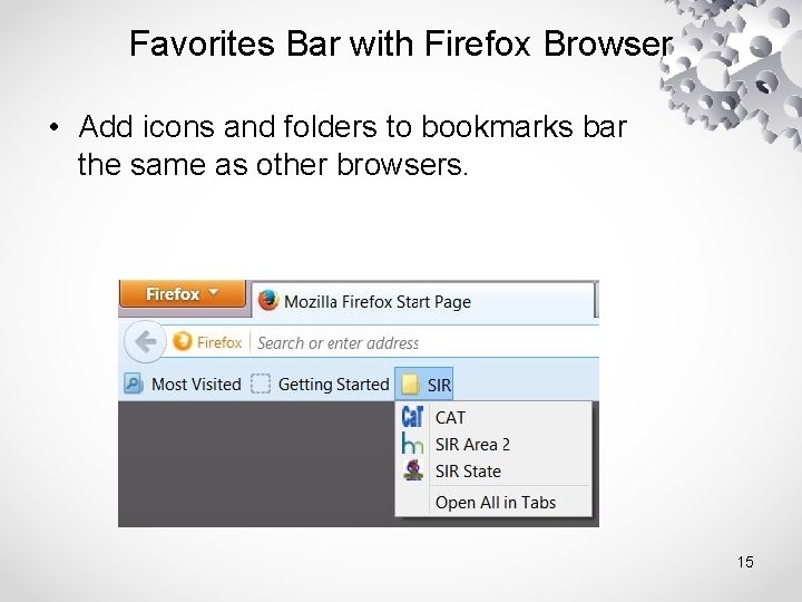 Favorites Bar with Firefox Browser • Add icons and folders to bookmarks bar the