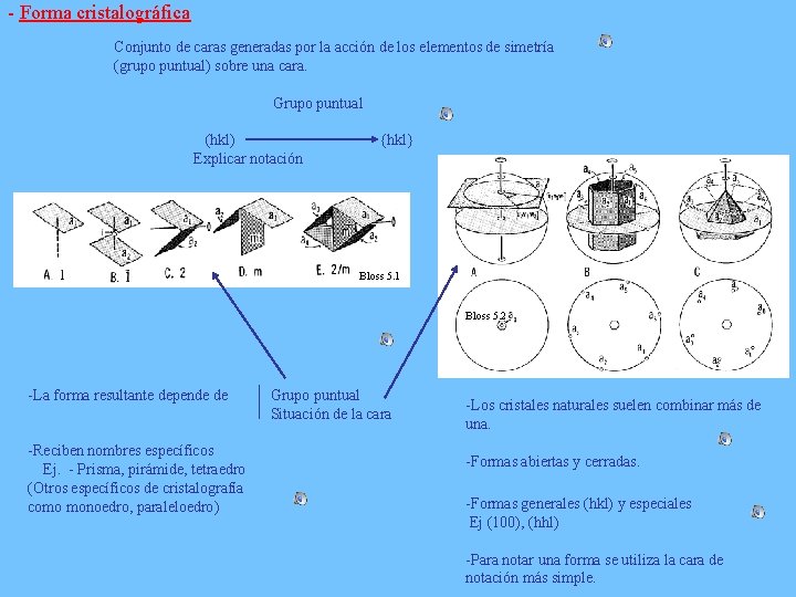 - Forma cristalográfica Conjunto de caras generadas por la acción de los elementos de