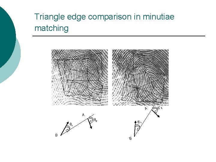 Triangle edge comparison in minutiae matching ’ A A θ 1 B θ 2