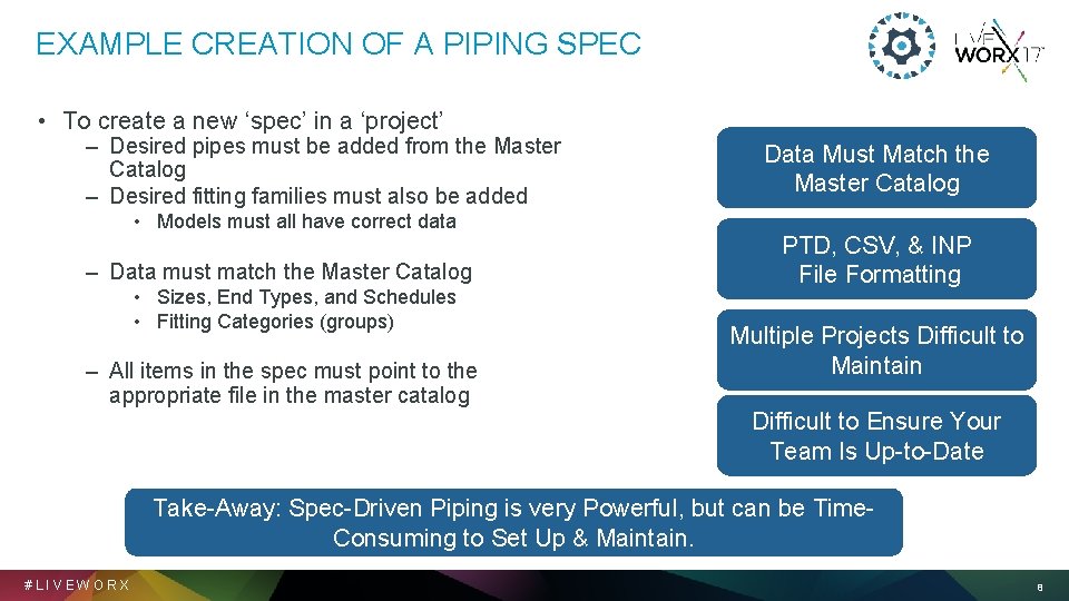 EXAMPLE CREATION OF A PIPING SPEC • To create a new ‘spec’ in a