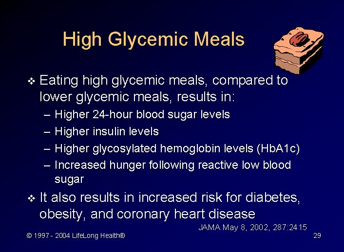 High Glycemic Meals v Eating high glycemic meals, compared to lower glycemic meals, results