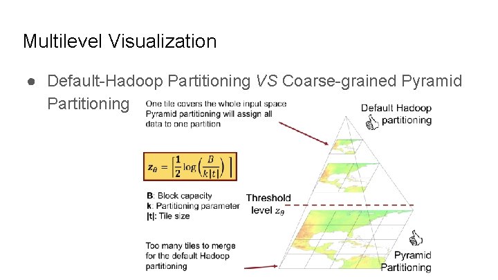 Multilevel Visualization ● Default-Hadoop Partitioning VS Coarse-grained Pyramid Partitioning 